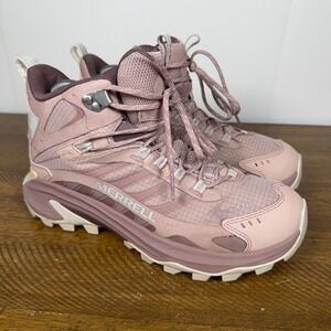 Merrell Boots Womens 8.5 Pink Moab Speed 2 Mid GTX Hiking Trail Running Gore-Tex